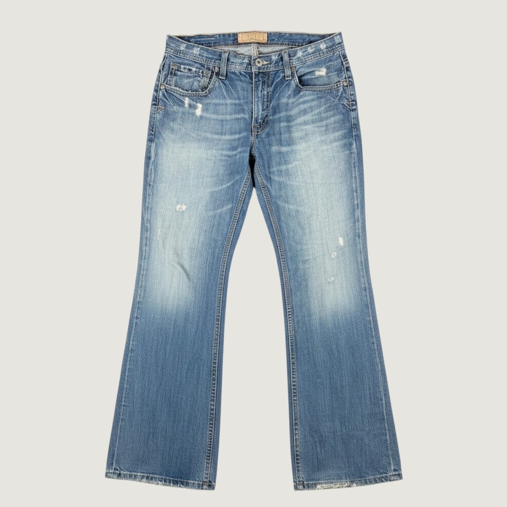 BKE Jeans Mens 32x32 Blue Straight Derek Distressed Denim Casual Y2K